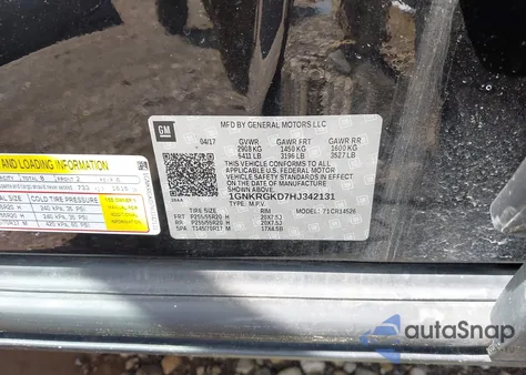 2017 Chevrolet Traverse 1Lt z USA, uszkodzony, nr VIN 1GNKRGKD7HJ342131